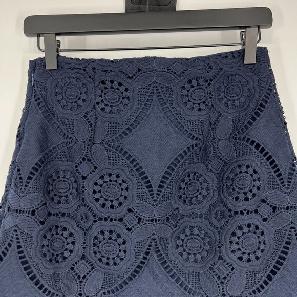 Abercrombie & Fitch Skirt Navy Blue Embroidered Crochet Mini - Picture 8 of 10